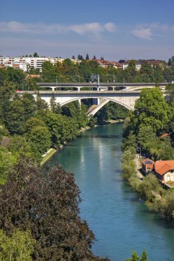View of the bridge and Aare river in Bern, Switzerland