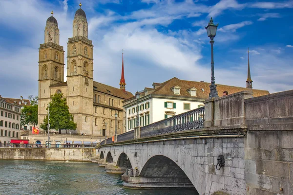 Grossmunster Romanesque Style Protestant Church Zrich Switzerland — Stock Photo, Image