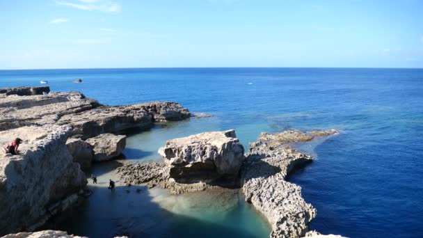 Uitzicht Oceaan Vanuit Binnenzee Gozo Malta Stockvideo's