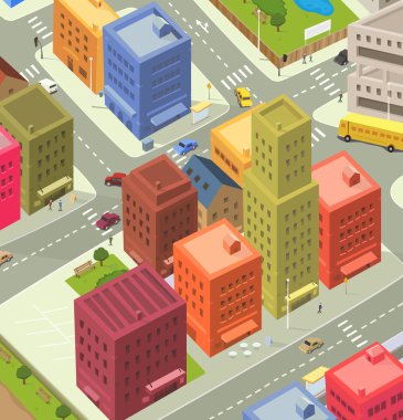 Cartoon city havadan görünümü