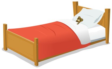 Cartoon Bed With Teddy Bear clipart