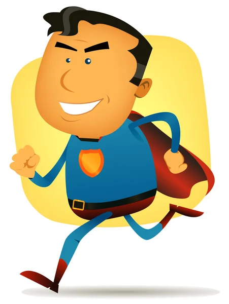 Comic Superhero Running — Stock Vector