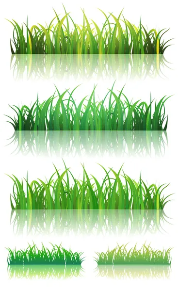 Primavera ou verão conjunto de grama verde — Vetor de Stock