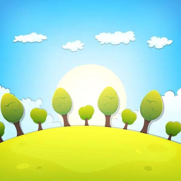 Lente of zomer cartoon landschap — Stockvector