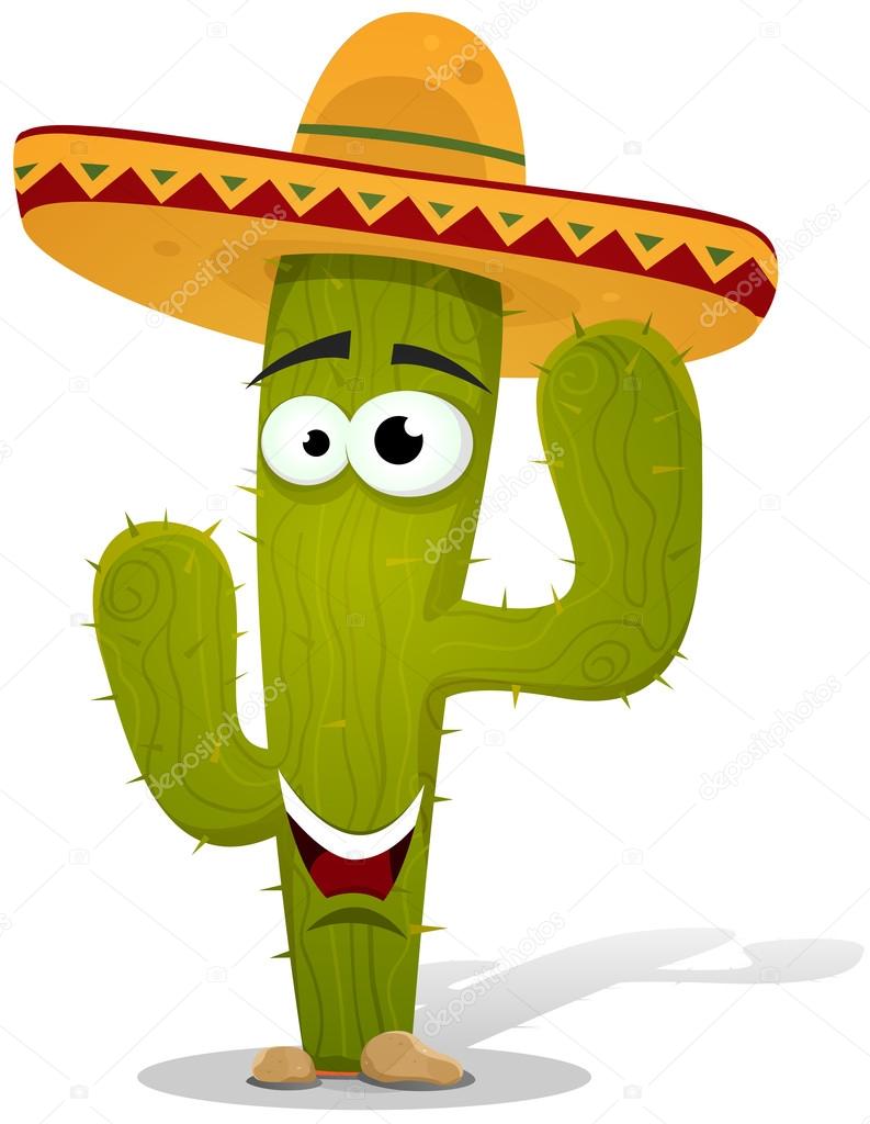 Cartoon Mexican Cactus Character