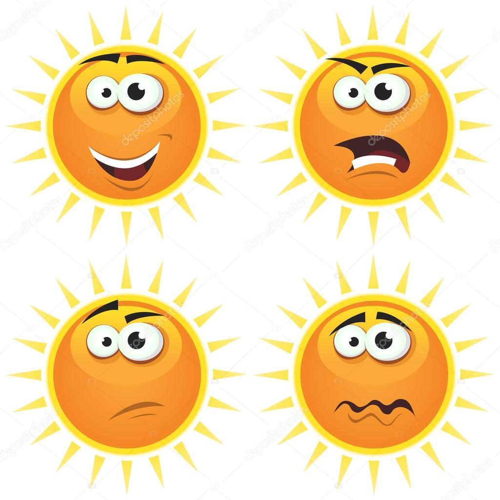 Cartoon Sun Icons Emotions