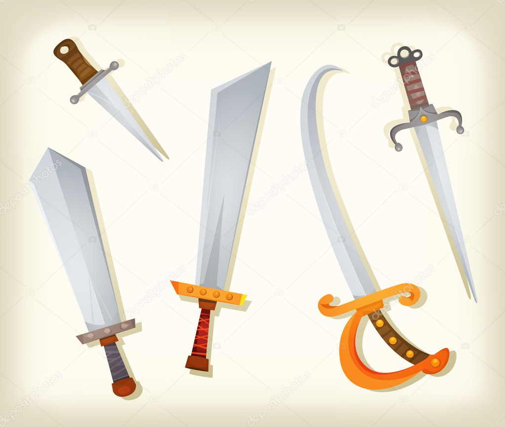 Vintage Swords, Knifes, broadsword And Saber Set