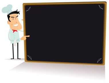 Şef aşçı ve blackboard Restoran işareti