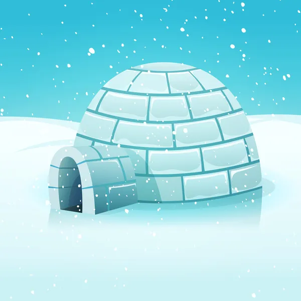 Cartoon igloo i polar vinterlandskap — Stock vektor