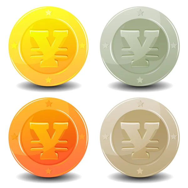 Ensemble de pièces de monnaie Yen — Image vectorielle