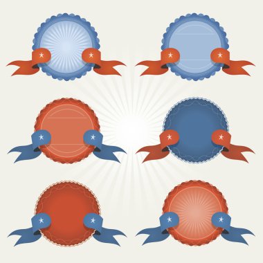 Retro vintage afiş, kurdeleler ve bayrakları