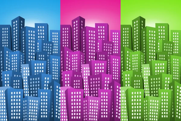 Cityscape Backgrounds Set — Stock Vector