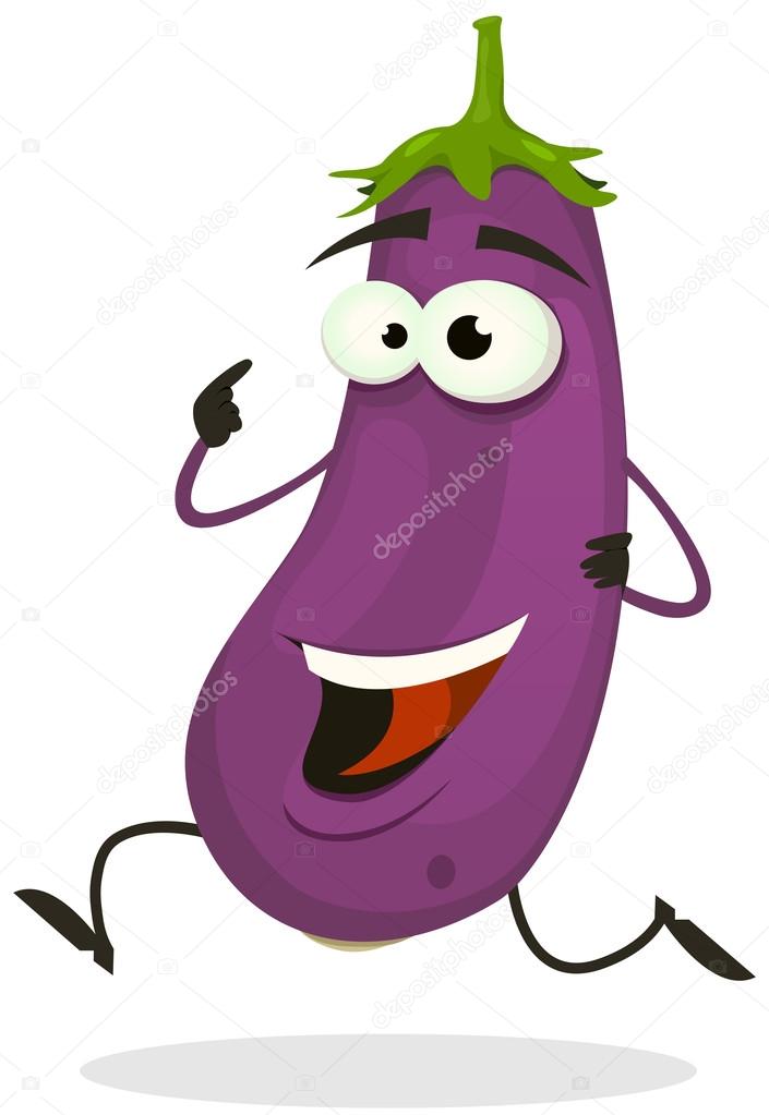 Cartoon Happy Eggplant Character