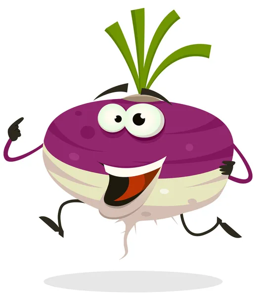 Cartoon Happy Turnip Character Running — Stok Vektör