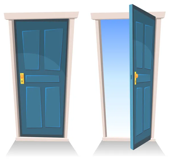 Dörrar, slutna och öppna — Stock vektor