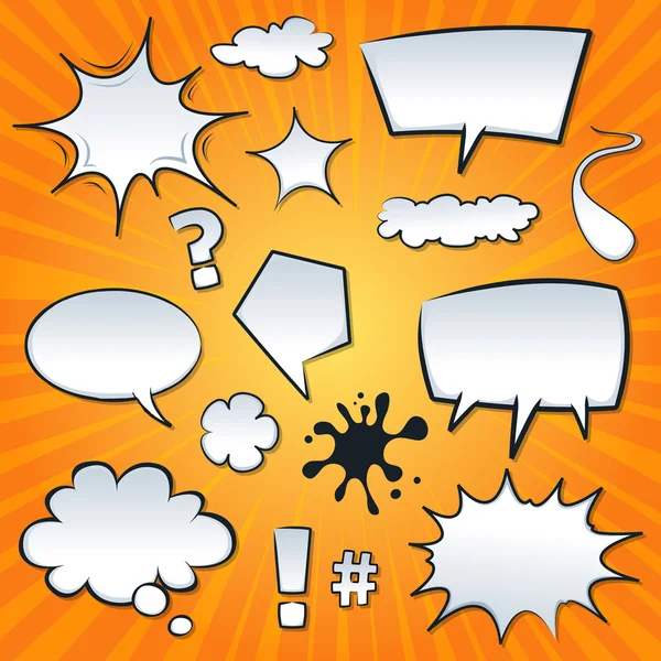 Comic Speech Bubbles e Splashes Set — Vetor de Stock