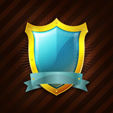 Gold Security Shield Icon clipart