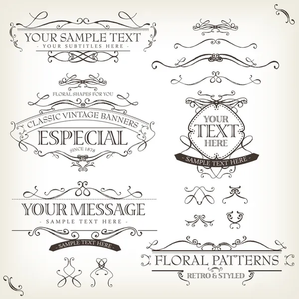 Vintage Old Labels Banners And Frame — Stock Vector