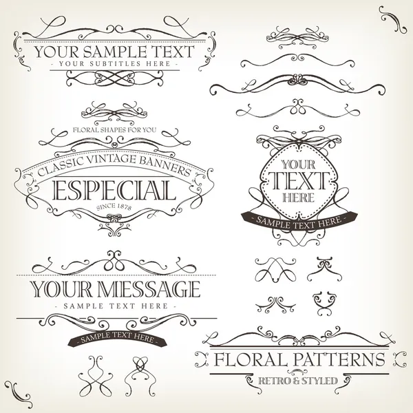 Banners y marco de etiquetas antiguas vintage — Vector de stock