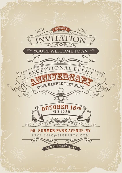 Cartaz de Convite Vintage — Vetor de Stock