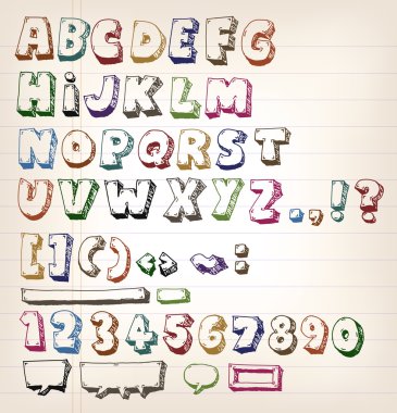 Doodle vintage abc elemanları