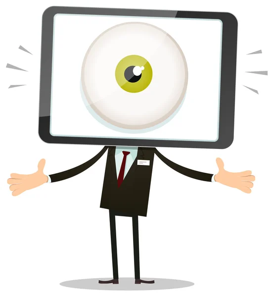 Big Brother Eye na cabeça do telefone móvel — Vetor de Stock