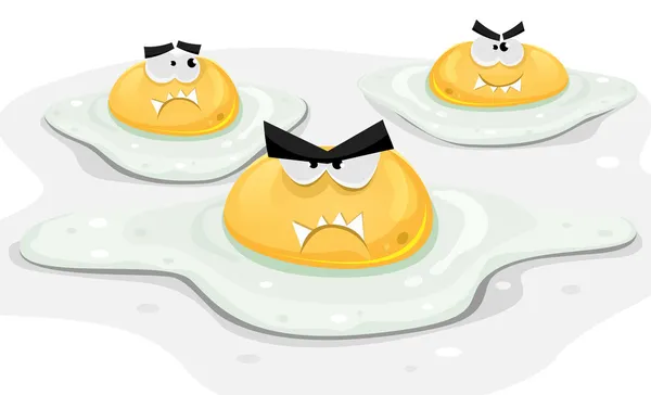 Uova di pollo fritte arrabbiate — Vettoriale Stock