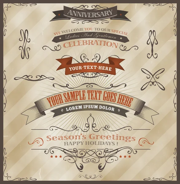 Invitation vintage et salutations de saison — Image vectorielle