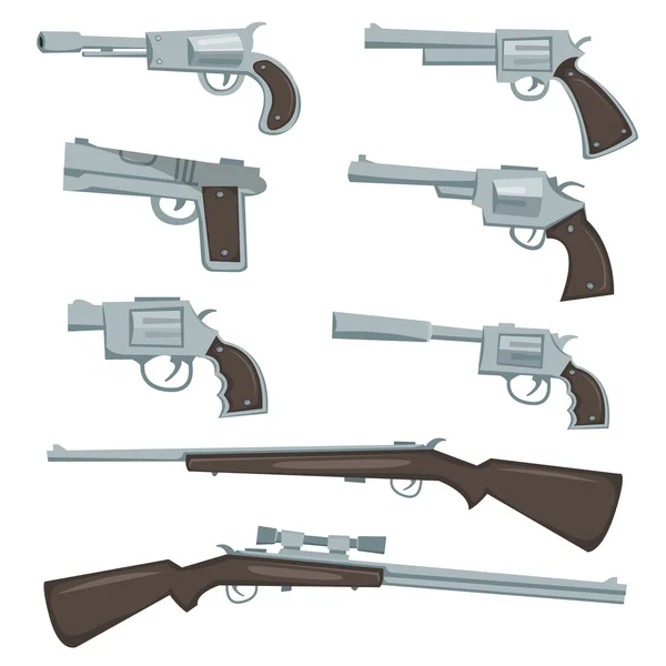 Armas dos desenhos animados, revólver e rifles conjunto —  Vetores de Stock