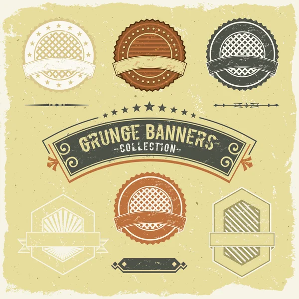 Vintage Grunge Banner Y Etiquetas Colección — Vector de stock