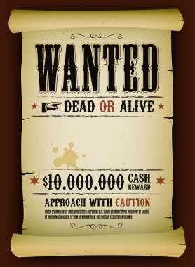 Wanted Vintage Poster On Parchment clipart
