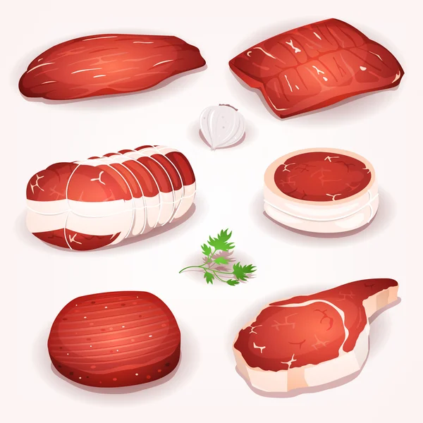 Beef Meat Set — Stock Vector