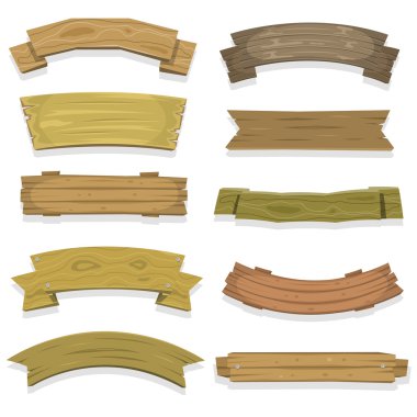 Cartoon Wood Banners And Ribbons clipart