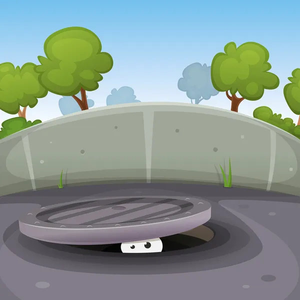 Eyes Spying From Manhole Vector Graphics