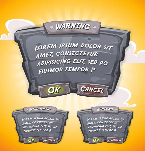 Cartoon Stone Agreement Panel for Ui Game — стоковый вектор