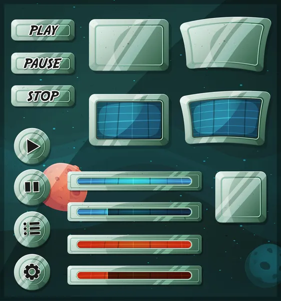 Iconos del espacio Scifi para el juego de Ui — Vector de stock