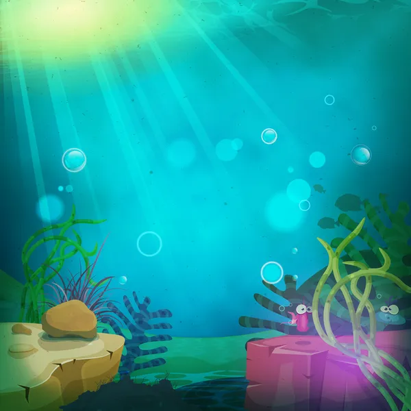 Funny Submarine Ocean Landscape Stock Illustration