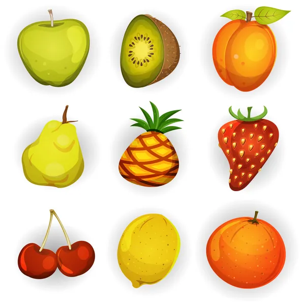Cartoon Fruit Icons Set — Stockvector