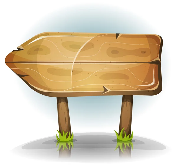 Flecha de letrero de madera cómica — Vector de stock