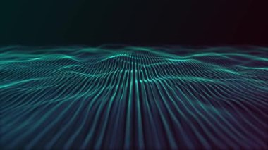 Soyut Dijital Dalga Çizgileri Fx Arkaplan Döngüsü / 4k dijital fraktal parçacık çizgileri sallayan ve kusursuz döngülü soyut bir arkaplan canlandırması