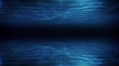 Soyut çizgiler ve Noktalar Dijital Teknoloji Arkaplan Döngüsü / 4k soyut teknoloji animasyonu ağ dijital veri kavramı ve iletişimsiz döngü için hareketli çizgiler ve noktalar