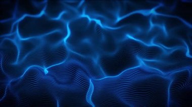 Soyut Dijital Dalga Çizgileri Fx Arkaplan Döngüsü / 4k dijital fraktal parçacık çizgileri sallayan ve kusursuz döngülü soyut bir arkaplan canlandırması