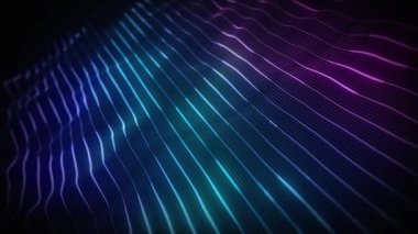 Soyut Dijital Dalgalanan Neon Çizgileri Fx Arkaplan Döngüsü / 4k dijital fraktal parçacık çizgileri dalgalanan ve kusursuz döngü oluşturan soyut bir arkaplan canlandırması