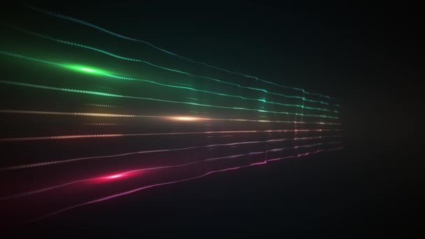 Abstrakte Digital Waving Neon Lines Hintergrundschleife Animation Eines Abstrakten Hintergrunds — Stockvideo