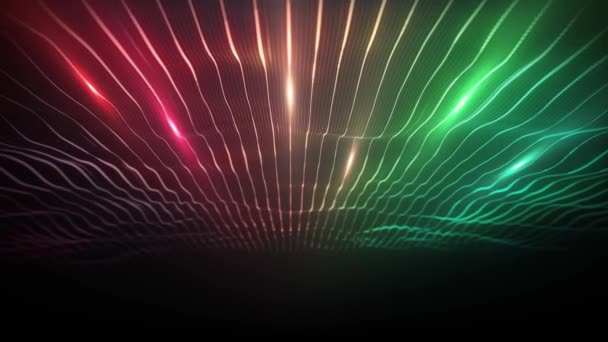 Abstrategy Digital Waving Neon Lines Background Loop Анимация Фонового Изображения — стоковое видео