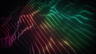 Soyut Dijital Dalgalanan Neon Çizgileri Fx Arkaplan Döngüsü / 4k dijital fraktal parçacık çizgileri dalgalanan ve kusursuz döngü oluşturan soyut bir arkaplan canlandırması