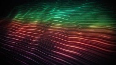 Soyut Dijital Dalgalanan Neon Çizgileri Fx Arkaplan Döngüsü / 4k dijital fraktal parçacık çizgileri dalgalanan ve kusursuz döngü oluşturan soyut bir arkaplan canlandırması