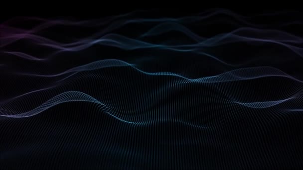アブストラクトデジタル ウェーブ ネオン ラインFx背景デジタル フラクタル粒子線が振動し シームレスにループするアブストラクトな背景のループ 4Kアニメーション — ストック動画