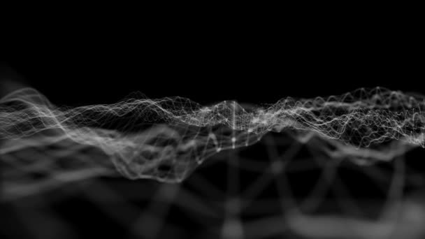 数字波纹线Fx背景环路 4K抽象背景动画 数字分形粒子线波状和无缝环路 — 图库视频影像