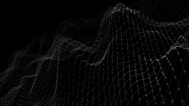 Soyut Dijital Dalga Çizgileri Fx Arkaplan Döngüsü / 4k dijital fraktal parçacık çizgileri sallayan ve kusursuz döngülü soyut bir arkaplan canlandırması